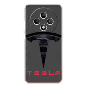 Силіконовий бампер з картинкою машини на OPPO Reno 12 F – Logo TESLA