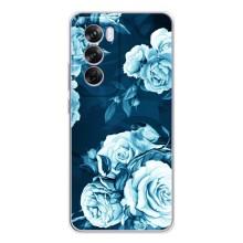 Чехлы (ART) Цветы на OPPO Reno 12 Pro (VPrint) (Голубые Бутоны)