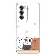 Чехлы с изображением разных животных для OPPO Reno 12 Pro (Удивленные медвеженки)