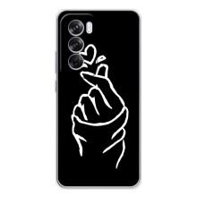 Чехлы (Знак сердечка) на OPPO Reno 12 Pro – Сердце на черном