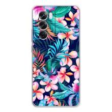 Чехол для Оппо Рено 12 Про - с принтом (Дизайнерские) (AlphaPrint) (Красочные цветы)