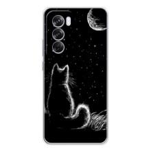Чехол с принтом для OPPO Reno 12 Pro (AlphaPrint) Модные коты (Котик и луна)