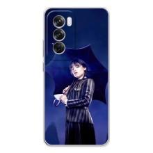 Чехлы Венсдей на OPPO Reno 12 Pro Уэнсдей (AlphaPrint) (Уэнздей с зонтом)