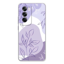 Силиконовый чехол с принтом в цветах на OPPO Reno 12 Pro (Фиолетовый дизайн)