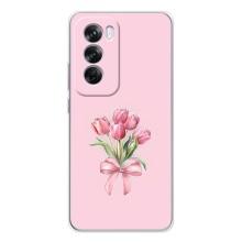Чехол с розовым рисунком для OPPO Reno 12 Pro – Букет цветов