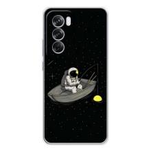 Силиконовый Чехол с принтом "Космонавты" на OPPO Reno 12 Pro – Космонавт на рыбалке