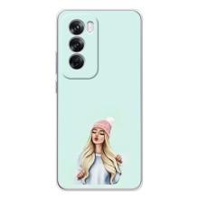 Силиконовый Чехол на OPPO Reno 12 Pro с картинкой Стильных Девушек (В шапке)