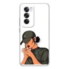 Силиконовый Чехол на OPPO Reno 12 Pro с картинкой Стильных Девушек (В зеленом)