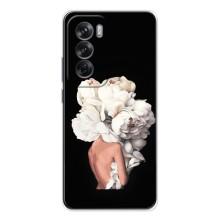 Чехлы (ART) Цветы на OPPO Reno 12 (VPrint) (Белые цветы)