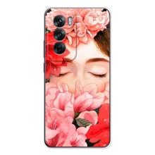 Чехлы (ART) Цветы на OPPO Reno 12 (VPrint) (Глаза в цветах)