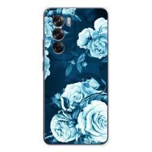 Чехлы (ART) Цветы на OPPO Reno 12 (VPrint) (Голубые Бутоны)