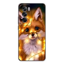 Чехлы с картинкой Лисички для OPPO Reno 12 (VPrint) (Лисичка в гирляндах)