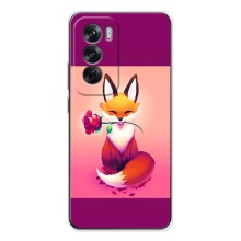 Чехлы с картинкой Лисички для OPPO Reno 12 (VPrint) (Лисичка с розочкой)