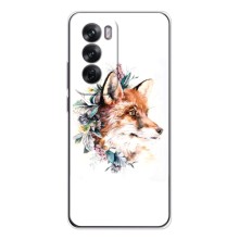 Чехлы с картинкой Лисички для OPPO Reno 12 (VPrint) (Лисичка в цветочках)