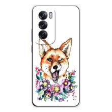 Чехлы с картинкой Лисички для OPPO Reno 12 (VPrint) (Веселая лисичка)