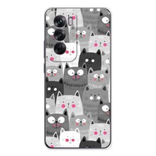 Чехлы с Котиками для OPPO Reno 12 (VPrint) (Рисованные котики)