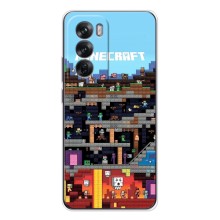 Чехол Майнкрафт на OPPO Reno 12 (AlphaPrint) Minecraft (фон Minecraft)