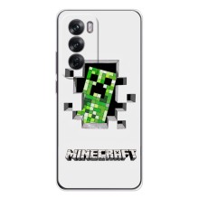 Чехол Майнкрафт на OPPO Reno 12 (AlphaPrint) Minecraft (крипер Майнкрафт)