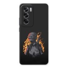 Силиконовый чехол с картинкой "Герой Pubg" на OPPO Reno 12 – В огне