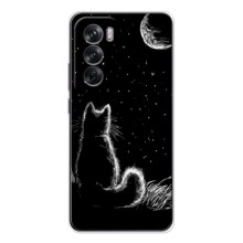 Чехол с принтом для OPPO Reno 12 (AlphaPrint) Модные коты (Котик и луна)