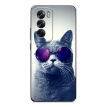 Чехол с принтом для OPPO Reno 12 (AlphaPrint) Модные коты (Стильный кот)