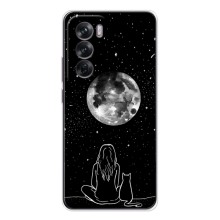 Чехол с рисунком кот на OPPO Reno 12 (Девушка с котом)