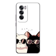 Чехол с рисунком кот на OPPO Reno 12 (Коты в очках)