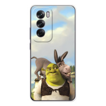 Чехол с мультфильмом Шрек на OPPO Reno 12 – Шрек и осел