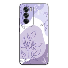 Силиконовый чехол с принтом в цветах на OPPO Reno 12 – Фиолетовый дизайн