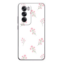 Чехол с розовым рисунком для OPPO Reno 12 (Розовые цветы)