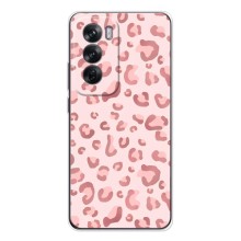 Чехол с розовым рисунком для OPPO Reno 12 (Розовый леопард)