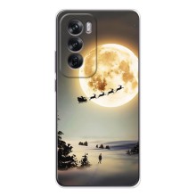 Новогодние, Праздничные Чехлы для OPPO Reno 12 - 2024 год (Санта на луне)