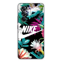 Силиконовый Чехол на OPPO Reno 12 с картинкой Nike (Цветочный Nike)