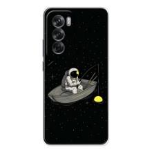 Силиконовый Чехол с принтом "Космонавты" на OPPO Reno 12 – Космонавт на рыбалке