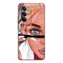 Силиконовый Чехол на OPPO Reno 12 с картинкой Стильных Девушек – Девушка и ресницы