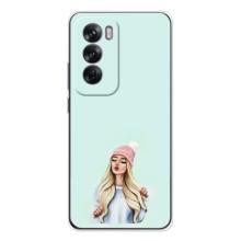 Силиконовый Чехол на OPPO Reno 12 с картинкой Стильных Девушек – В шапке