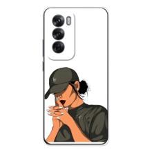 Силиконовый Чехол на OPPO Reno 12 с картинкой Стильных Девушек – В зеленом