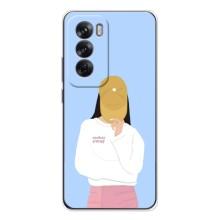 Силиконовый Чехол на OPPO Reno 12 с картинкой Стильных Девушек – Желтая кепка
