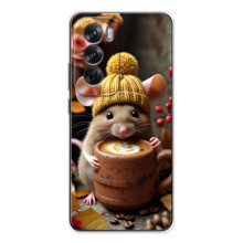 Печатный чехол «Зверята с кофе» для OPPO Reno 12 – Медведь с кофе