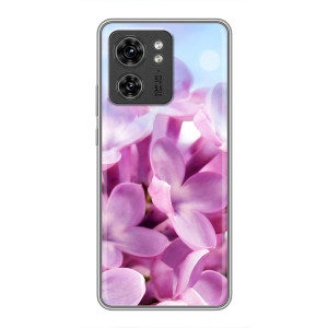 Силіконовий бампер з принтом (квіточки) на ОРО Reno 13 5G (Бузкові квіти)