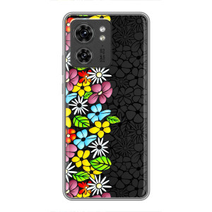Силіконовий бампер з принтом (квіточки) на ОРО Reno 13 5G (Яскраві квіти на чорному)