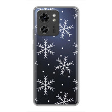 Зимние Чехлы для ОППО Рено 13 5G - прозрачный фон (Белые снежинки)