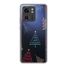 Зимние Чехлы для ОППО Рено 13 5G - прозрачный фон (Рождественские елки)