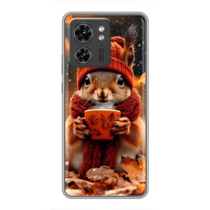 Печатный чехол «Зверята с кофе» для OPPO Reno 13 5G – Белка с кофе
