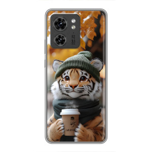 Печатный чехол «Зверята с кофе» для OPPO Reno 13 5G – Тигр с кофе