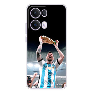 Чехлы Лео Месси Аргентина для OPPO Reno 13 Pro 5G (Счастливый Месси)