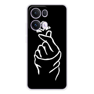 Чехлы (Знак сердечка) на OPPO Reno 13 Pro 5G – Сердце на черном