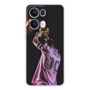 Чехол Месси футболист для OPPO Reno 13 Pro 5G – Месси с кубом