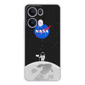 Силиконовый бампер с принтом "Наса" на OPPO Reno 13 Pro 5G (Космонавт NASA)