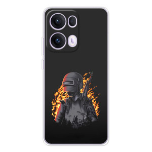Силиконовый чехол с картинкой "Герой Pubg" на OPPO Reno 13 Pro 5G (В огне)
